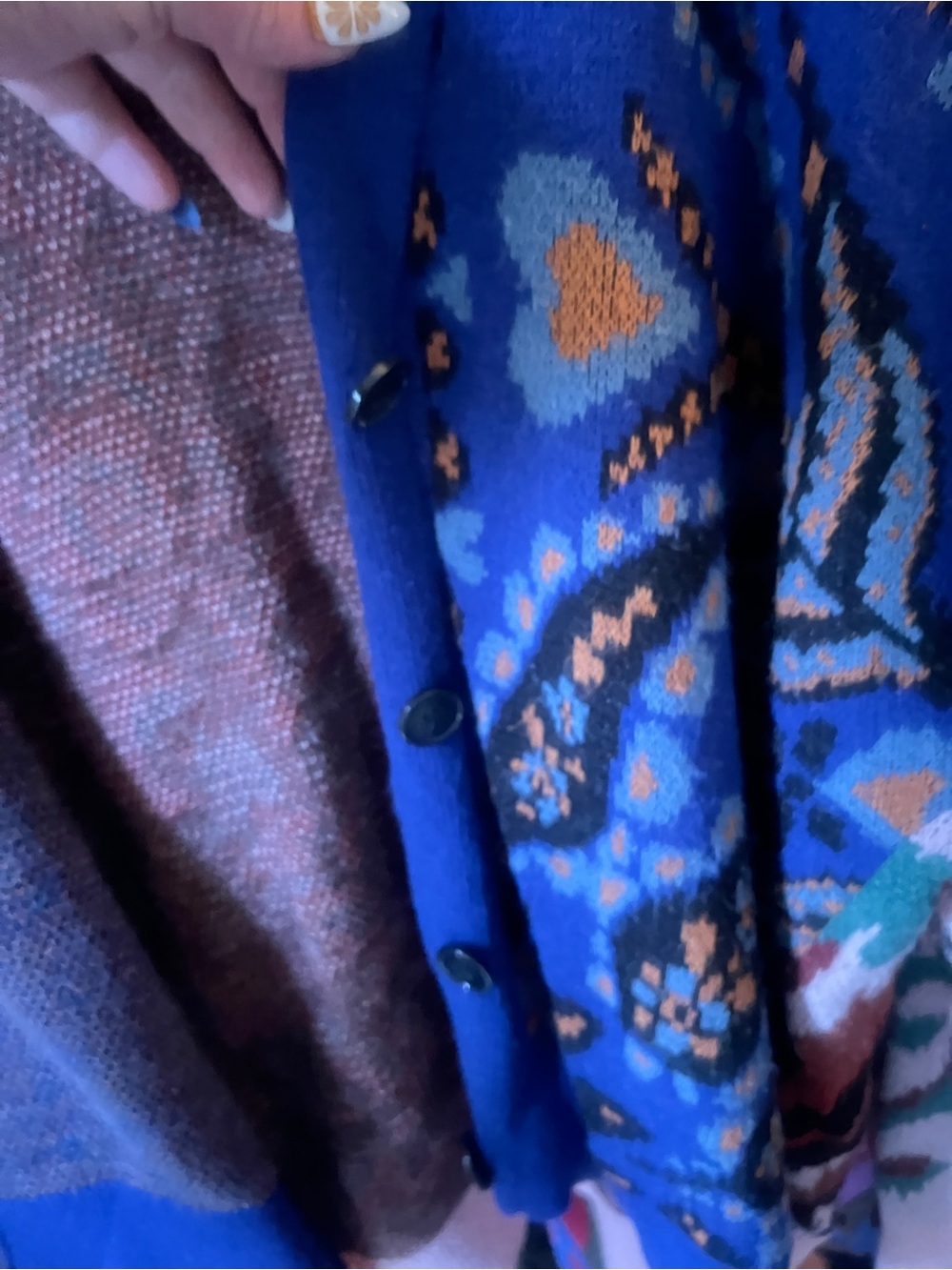 Farm Rio bold Button Cardigan Sweater floral with pink contrast on back - Picture 6 of 9